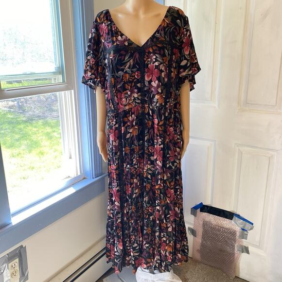 New Torrid 4/4X Cottagecore Floral Midi Gauze Skater Dress Beach Boho Hawaii - Picture 10 of 10